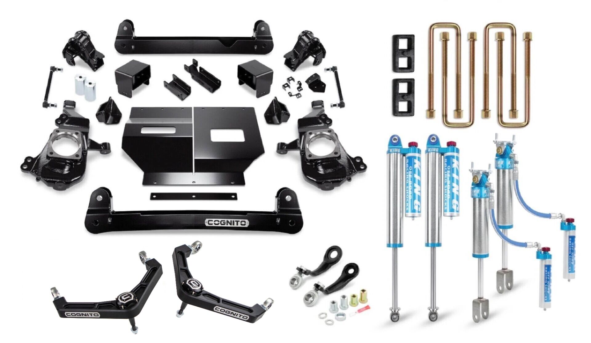 Cognito 4-Inch Elite Billet UCA Lift Kit with King 2.5 Reservoir Shocks for 20-26 Silverado/Sierra 2500/3500 2WD/4WD
